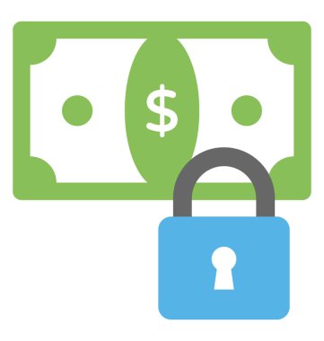 Kağıt para ile asma kilit. Ödeme koruma kavramı 