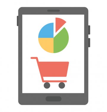 Online alışveriş grafik düz simgesi 