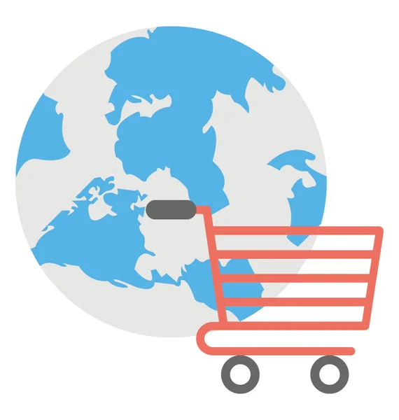 Shopping Mundo Globo Con Carrito Compras — Vector de stock