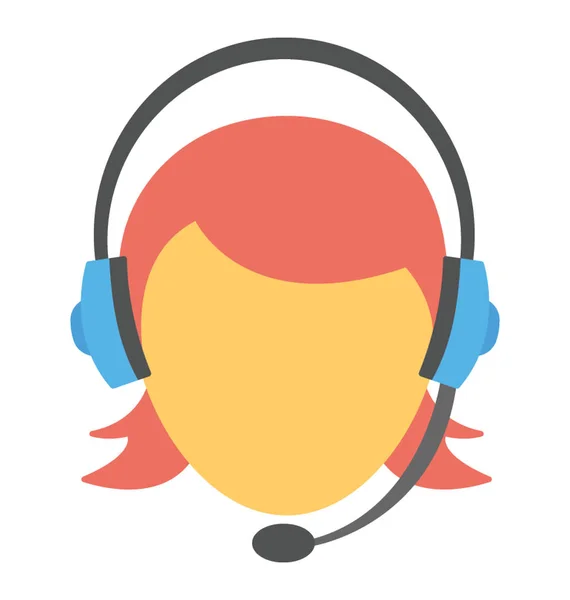 一个带有耳机的女性头像 女性客户代表 — 图库矢量图片