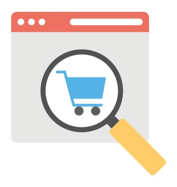 Büyüteç ile online mağaza. Internet Web sitesi mağaza, e-ticaret kavramı