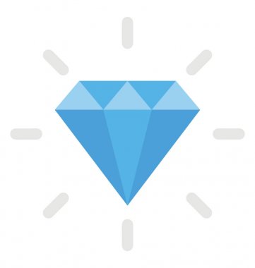 Elmas düz simgesi. Parlak elmas 