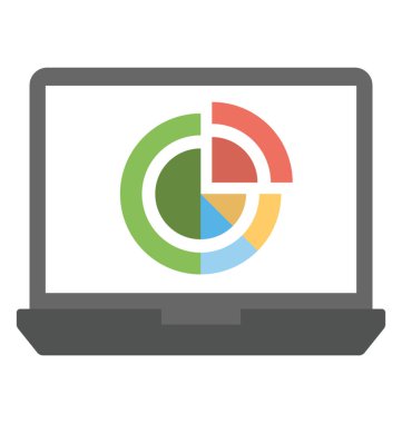 Dizüstü ekran renkli pasta grafiği ile Creative Infographic öğesi 