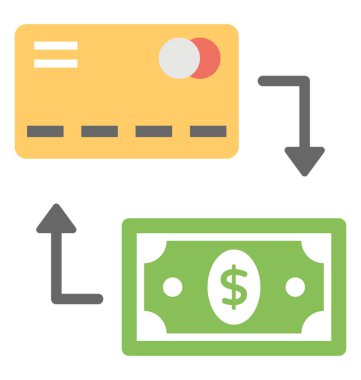 Kredi kartı ödeme düz simgesi 