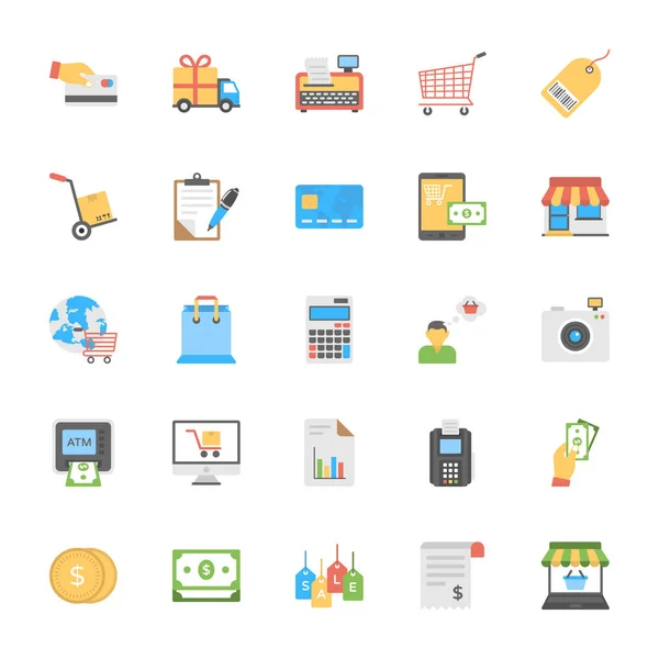 Ensemble Icônes Shopping Commerce — Image vectorielle