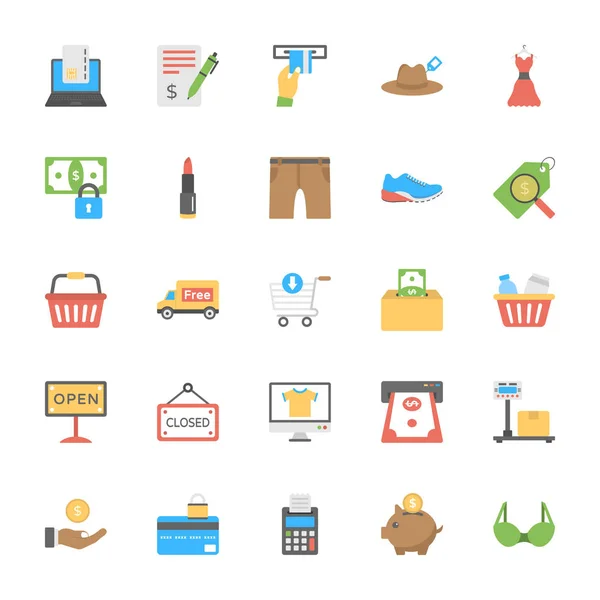 Shopping Commerce Icon Pack — Stock Vector