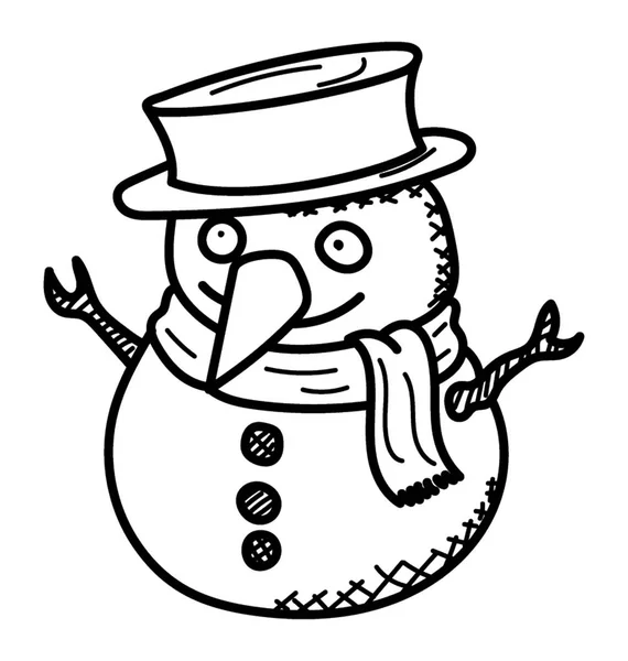 Snowman Hand Drawn Icon — Stock Vector