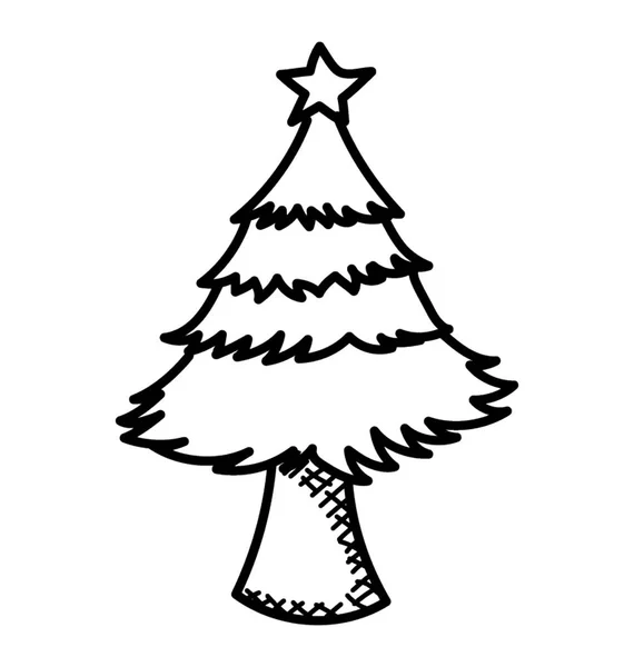 クリスマス ツリーの上に小さな星で落書き — ストックベクタ