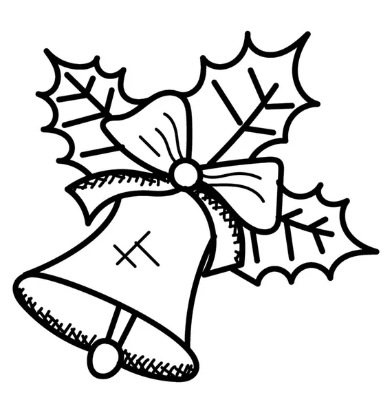 リボンの弓とホリーと休日やクリスマスの装飾ベル — ストックベクタ