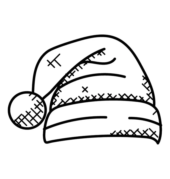 Babbo Natale Disegnato Mano Cappello — Vettoriale Stock