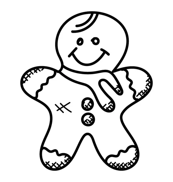 Gingerbread Homem Doodle Ícone — Vetor de Stock