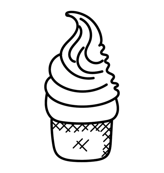 Ice Cream Cup Doodle Icon — Stock Vector