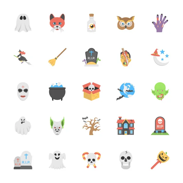 Flache Symbole Halloween Pack — Stockvektor