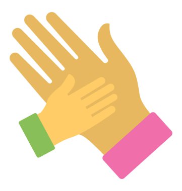 Çak bir beşlik, temsil eden çocuk ve daha büyük bir, babası küçük bir ele düz simgesi tasarım; Baba oğul ilişkisi gösterilen