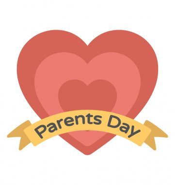 Veliler günü kalp logosu tasarımını düz simgesi