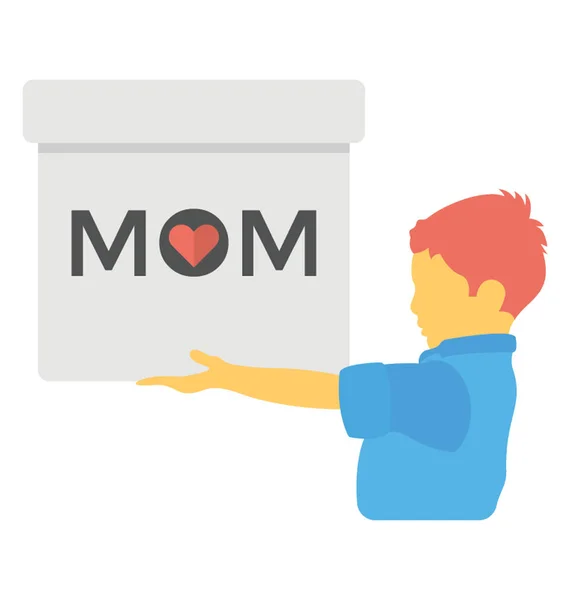 Hijo Dando Regalo Mamá Icono Diseño Plano — Vector de stock