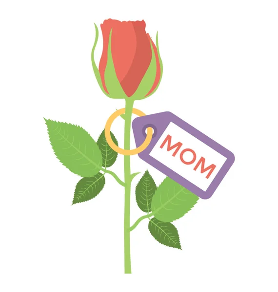 Moeders Dag Label Met Rose Bud — Stockvector