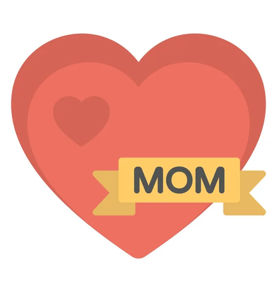 Une Icône Design Plat Tatouage Coeur Maman — Image vectorielle