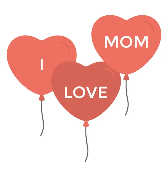 平面设计图标我爱妈妈气球 — 图库矢量图片