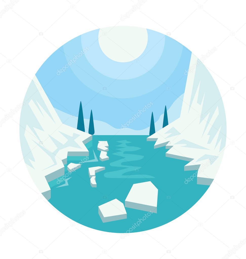 Glacier colored Vector Icon