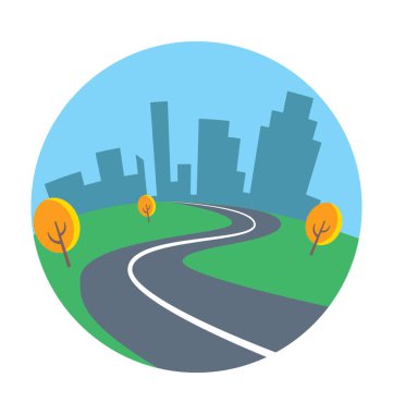 Yol manzara vektör simgesi