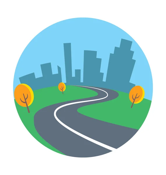 Road Landscape Vector Icon — Stock Vector