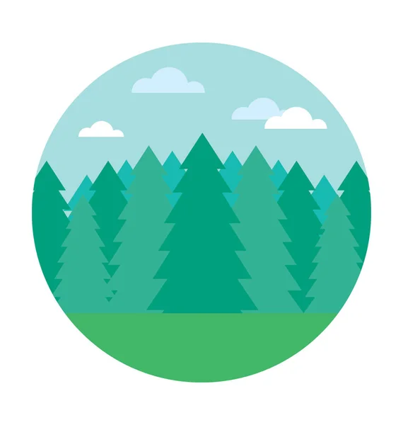 Fir Forest Vector Icon Stok Vektor Bebas Royalti