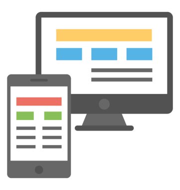 Düz duyarlı web tasarım konsepti 