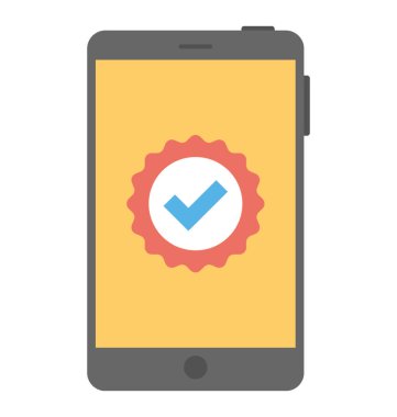 Onay işareti smartphone ekranında. Güvenli mobil kavramı