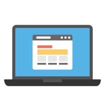 Bir dizüstü bilgisayarda açılmış sayfasını gösteren Web sitesi kavramı