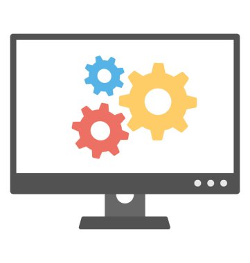 Bilgisayar ayarları düz simgesi 