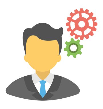 Dişliler, adamla bir web geliştirici temsil eden simge 