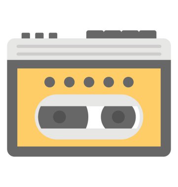 Düz simgesi tasarım eski bir kaset kaydedici