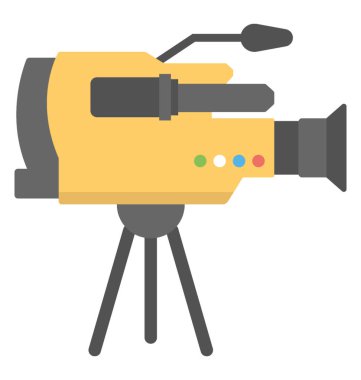 Stand, düz simgesi tasarım ile profesyonel bir kamera