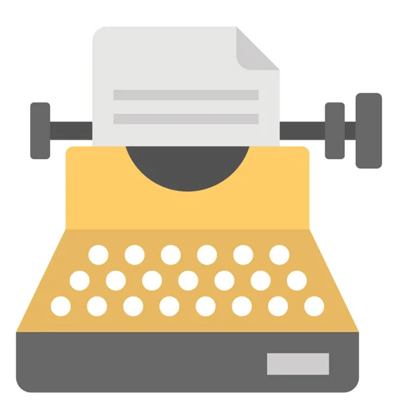 Плоская Иконка Дизайна Старой Пишущей Машинки Бумагой — стоковый вектор