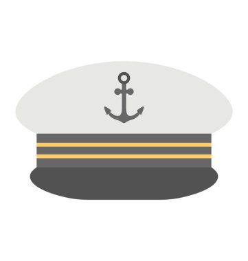 Kaptan kap palaska düz vektör simgesine çapa ile doruğa