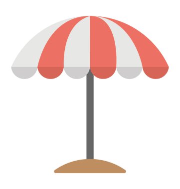 Plaj şemsiyesi düz vektör simgesi tasarım izole