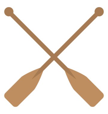 İki ahşap çapraz kürekleri, düz vektör simgesi tasarım 