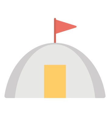 Bir Eskimo küçük kırmızı bayrak ile düz vektör simgesi 