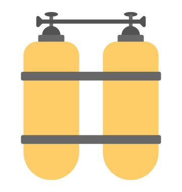 Dalış düz vektör simgesi tasarım için kullanılan iki oksijen silindir