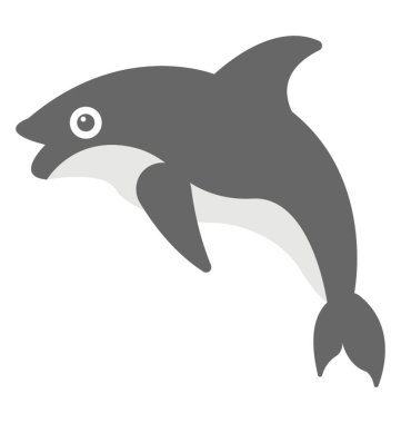 Bir mutlu, sevimli atlama yunus düz vektör simgesi tasarım