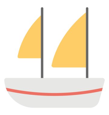 Bir yelkenli düz vektör simgesi