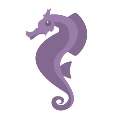 Denizatı yan poz düz vektör simgesi 