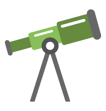 Astronomi için teleskop düz vektör simgesi 