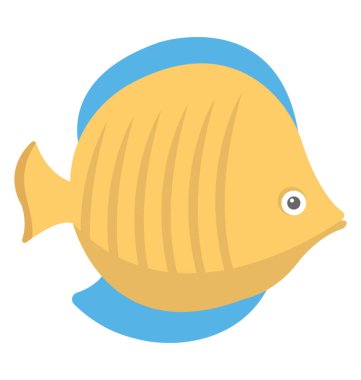 Bir sevimli su çizgi balık düz vektör simgesi 