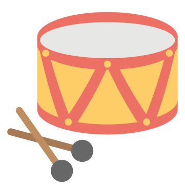 Düz simgesi tasarım oyuncak davul sopa ile