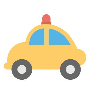 Düz simgesi tasarım bir sarı oyuncak araba