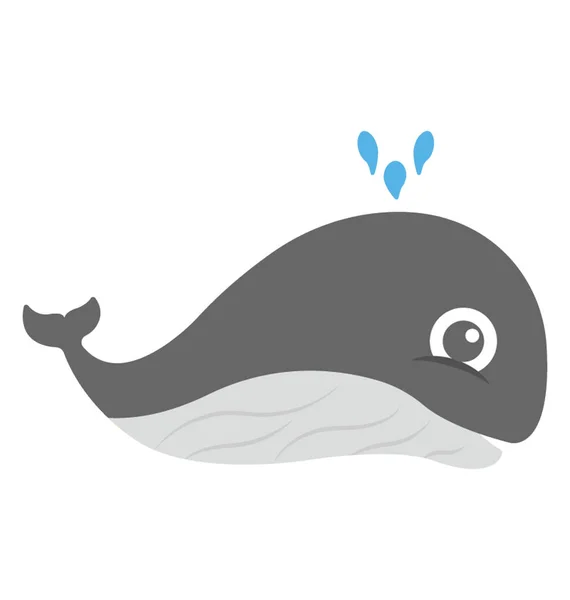 Μια Φάλαινα Χαριτωμένο Καρτούν Νερό Πηγής Διάνυσμα Εικονίδιο — Διανυσματικό Αρχείο
