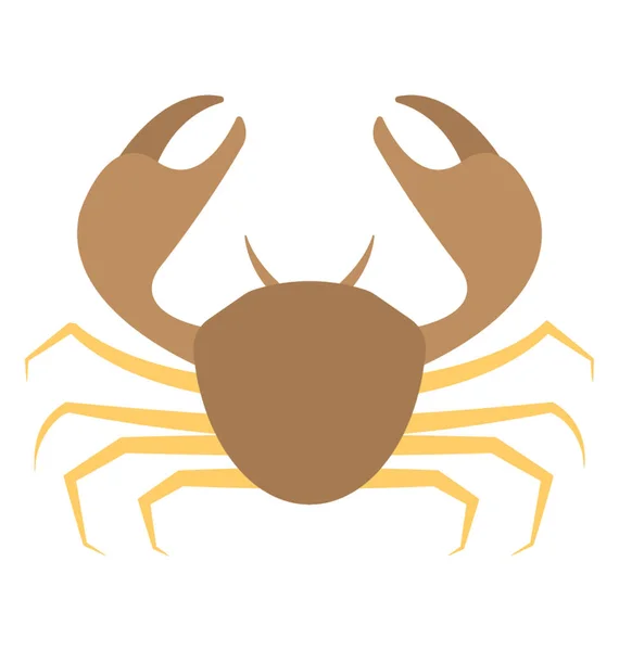 Brown Colored Crab Sea Creature Flat Vector Icon — Stock Vector