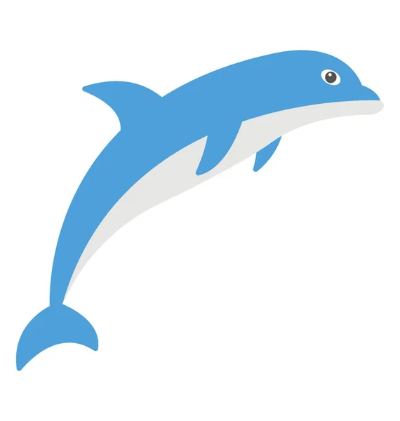 Ein Berühmter Spektakulärer Delfinsprung Flache Vektorsymbole — Stockvektor